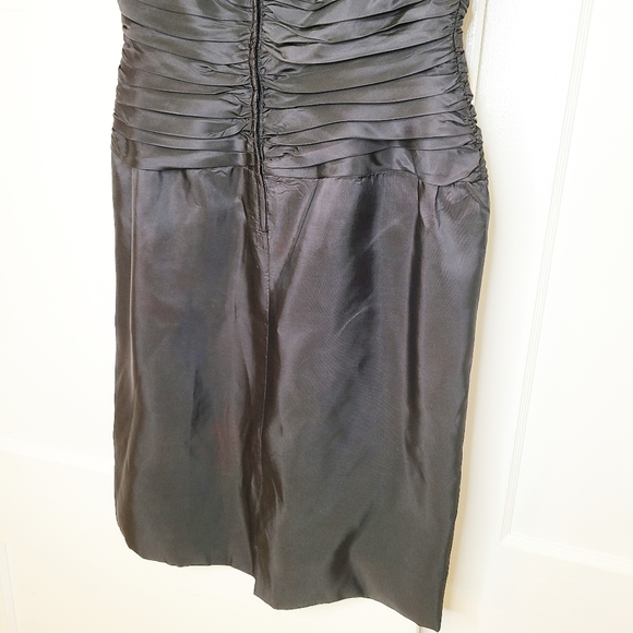 Vintage 80s Tadashi Black Taffeta Bow Dress - Picture 6 of 7